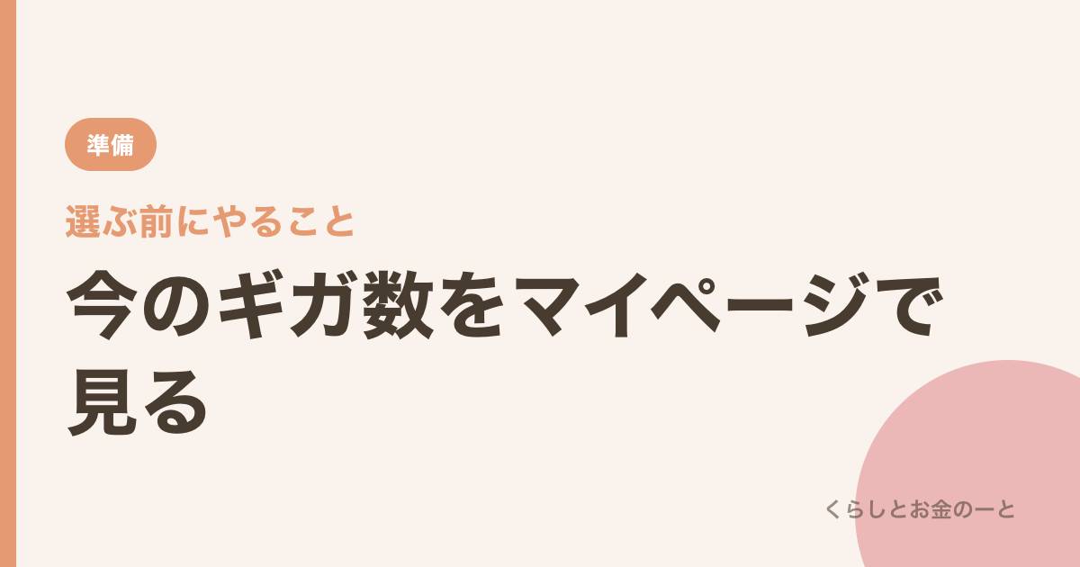 選ぶ前にやること:今のギガ数をマイページで見る